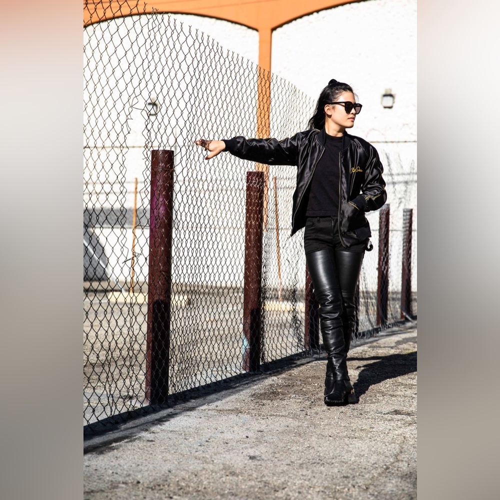 ATWYLD Shred Moto Jeans Denim Leather Biker Motorcycle in Black Size 24 NWT